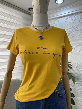 IF You Baskılı Sarı Tshirt