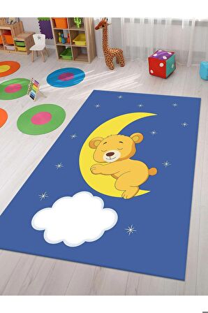 Sevimli Ayı Halısı Yıkanabilir Kaymaz Taban Çocuk Odası
