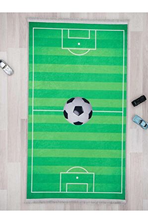 Futbol Saha Desenli Halısı Yıkanabilir Kaymaz Taban Çocuk Odası