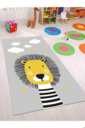 Sevimli Hayvan Figürlü Halı Yıkanabilir Kaymaz Taban Çocuk Odası