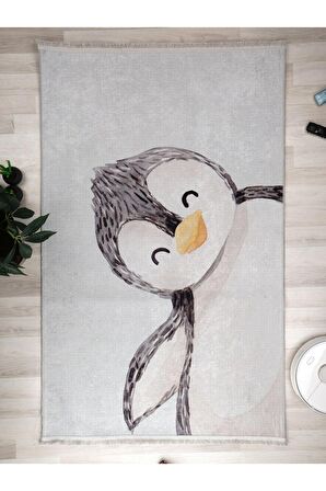 Penguen Desenli Halı Yıkanabilir Kaymaz Taban Bebek Odası