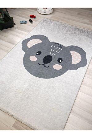 Koala Desenli Halı Yıkanabilir Kaymaz Taban Bebek Odası