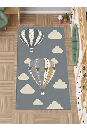 Balon Desenli Halı Yıkanabilir Kaymaz Taban Bebek Odası