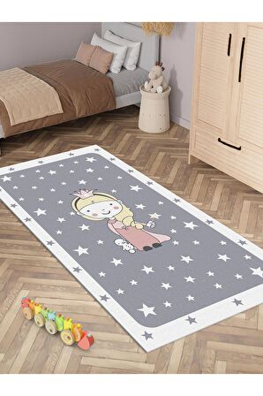 Prenses Kız Çocuk Halısı Yıkanabilir Kaymaz Taban Çocuk Odası