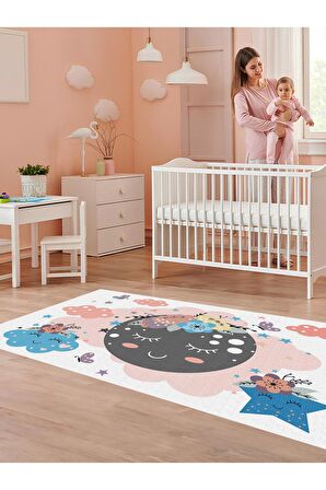 Sevimli Halı Yıkanabilir Kaymaz Taban Bebek ve Çocuk Odası
