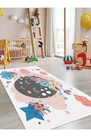 Sevimli Halı Yıkanabilir Kaymaz Taban Bebek ve Çocuk Odası