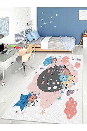 Sevimli Halı Yıkanabilir Kaymaz Taban Bebek ve Çocuk Odası