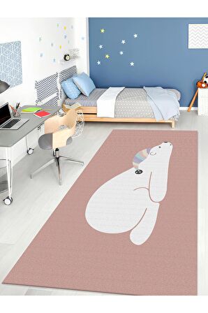 Sevimli Ayı Halısı Yıkanabilir Kaymaz Taban Çocuk Odası