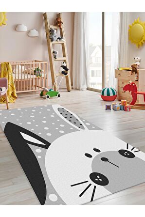 Tavşan Desenli Halı Yıkanabilir Kaymaz Taban Bebek ve Çocuk Odası
