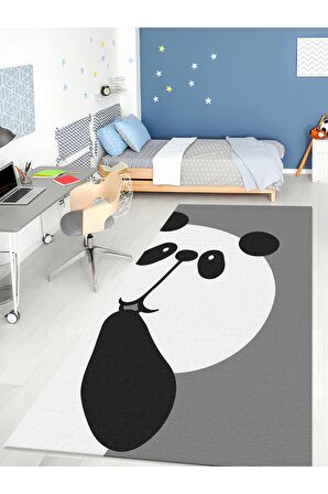 Sevimli Panda Halısı Yıkanabilir Kaymaz Taban Bebek ve Çocuk Odası