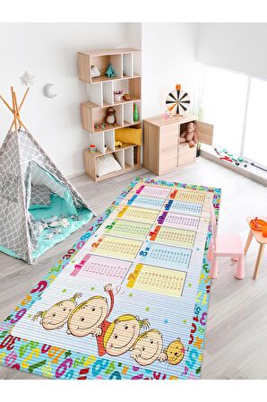 Eğitici Çarpım Tablosu Desenli Halı Yıkanabilir Kaymaz Taban Çocuk Odası