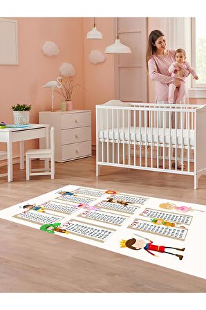 Eğitici Çarpım Tablosu Desenli Halı Yıkanabilir Kaymaz Taban Çocuk Odası