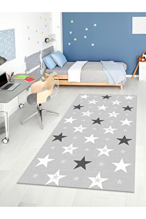 Yıldız Desenli Yıkanabilir Kaymaz Taban Çocuk Oda halısı