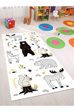 Dijital Baskı Halısı Yıkanabilir Kaymaz Taban Bebek ve Çocuk Odası