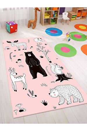 Dijital Baskı Halısı Yıkanabilir Kaymaz Taban Bebek ve Çocuk Odası