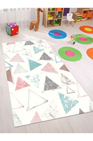 Pastel Tonlu Halı Yıkanabilir Kaymaz Taban Bebek ve Çocuk Odası