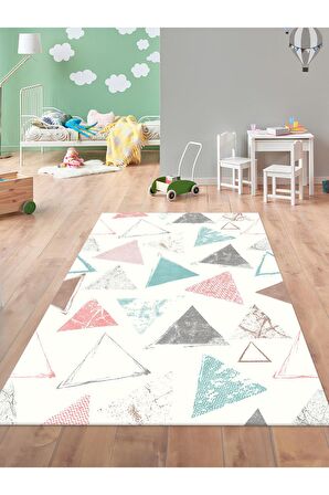 Pastel Tonlu Halı Yıkanabilir Kaymaz Taban Bebek ve Çocuk Odası