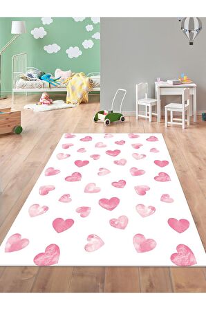 Pastel Tonlu Halı Yıkanabilir Kaymaz Taban Bebek ve Çocuk Odası