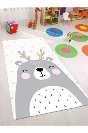 Sevimli Hayvan Halısı Yıkanabilir Kaymaz Taban Bebek ve Çocuk Odası