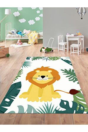Aslan Halısı Yıkanabilir Kaymaz Taban Bebek ve Çocuk Odası