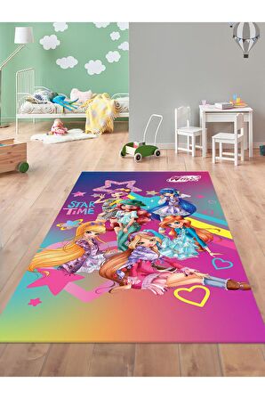 Kız Arkadaşlar Desenli  Halı Yıkanabilir Kaymaz Taban Çocuk Odası