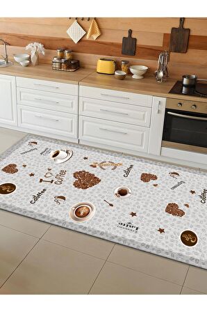 Makinede Yıkanabilir Kaymaz Taban Leke Tutmaz Dijital Baskı Mutfak Halısı