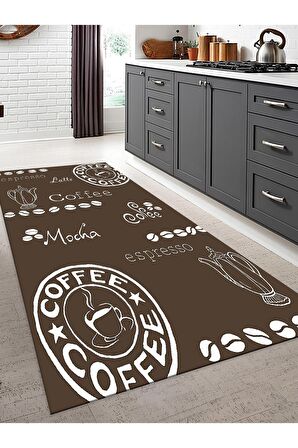 Makinede Yıkanabilir Kaymaz Taban Leke Tutmaz Dijital Baskı Mutfak Halısı