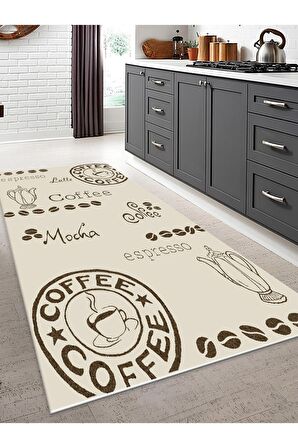Makinede Yıkanabilir Kaymaz Taban Leke Tutmaz Dijital Baskı Mutfak Halısı