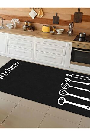 Makinede Yıkanabilir Kaymaz Taban Leke Tutmaz Dijital Baskı Mutfak Halısı