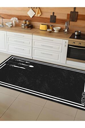 Makinede Yıkanabilir Kaymaz Taban Leke Tutmaz Dijital Baskı Mutfak Halısı