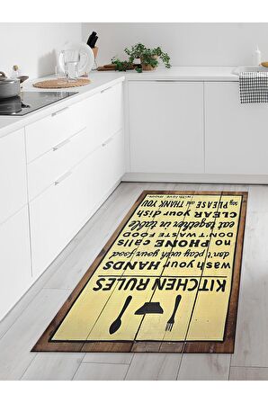 Makinede Yıkanabilir Kaymaz Taban Leke Tutmaz Dijital Baskı Mutfak Halısı