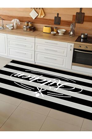 Makinede Yıkanabilir Kaymaz Taban Leke Tutmaz Dijital Baskı Mutfak Halısı