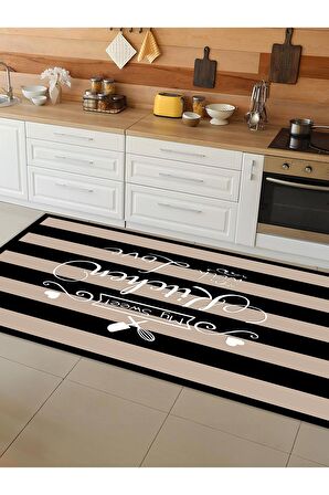 Makinede Yıkanabilir Kaymaz Taban Leke Tutmaz Dijital Baskı Mutfak Halısı