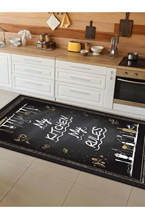 Makinede Yıkanabilir Kaymaz Taban Leke Tutmaz Dijital Baskı Mutfak Halısı