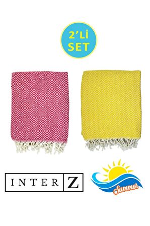 2'li Set Peştemal Plaj Havlusu , %100 Pamuk , Xxl 100x180cm, Bodrum