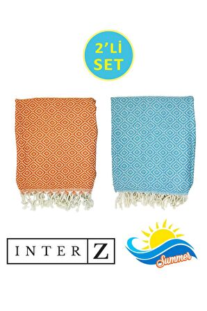 2'li Set Peştemal Plaj Havlusu , %100 Pamuk , Xxl 100x180cm, Bodrum