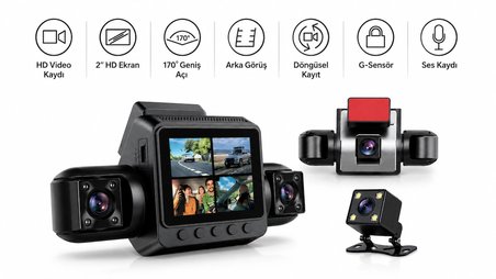 4 Kameralı Full HD 170° Geniş Açılı Araç Kamera Sistemi Kesintisiz Döngü Kayıtlı Araç Kamerası