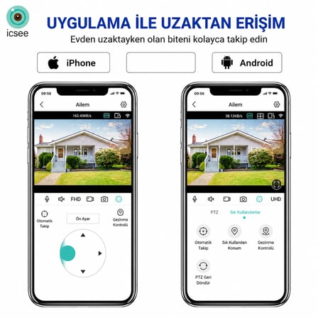 6MP Çift Lens WiFi IP Güvenlik Kamerası 360° PTZ Hareket Takipli Gece Görüşlü IP66 Su Geçirmez Sesli Alarm 2 Yönlü Konuşma