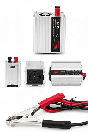 12V 500W Güç İnverteri 220V AC Çıkış USB Portlu Fanlı Taşınabilir Akü Dönüştürücü