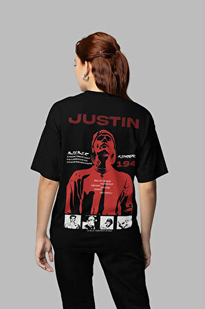 Justin Bieber 194 Baskılı Unisex Oversize Tasarım Şarkıcı Tişört