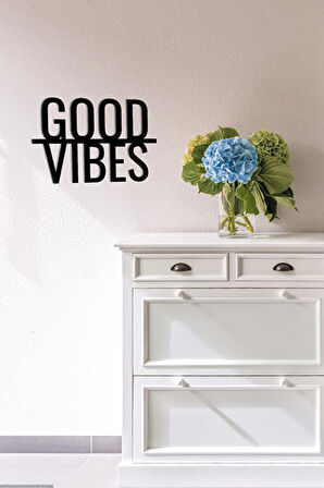 Ahşap Dekoratif Duvar Yazısı - Good Vibes