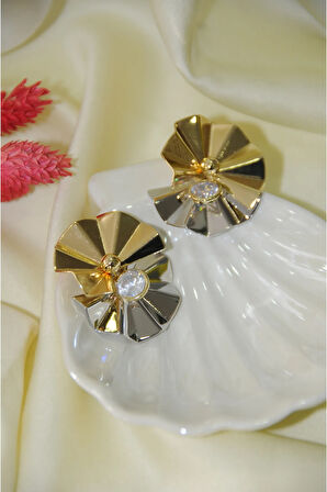 RÜZGAR GÜLÜ METAL GOLD SİLVER KÜPE