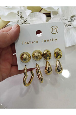 GOLD 6 Lİ  KÜPE SETİ
