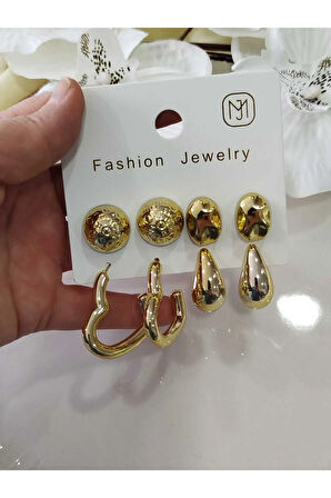 GOLD 6 Lİ  KÜPE SETİ