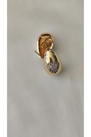 ZİRKON KALP DAMLA METAL GOLD KÜPE