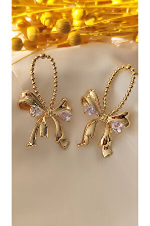 ZİRKON BÜYÜK FİYONK METAL GOLD KÜPE
