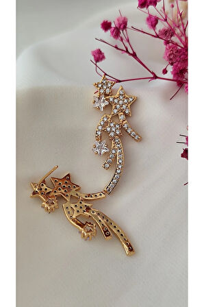 ZİRKON SARKIT METAL GOLD KÜPE
