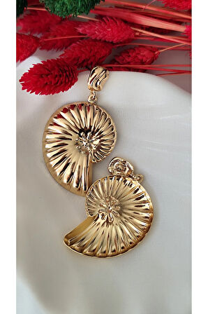 SALYANGOZ İKİ PARÇA METAL GOLD KÜPE