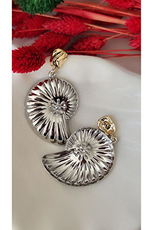 SALYANGOZ İKİ PARÇA METAL GOLD SİLVER KÜPE