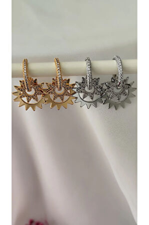 ZİRKON ÇİFT YILDIZ METAL GOLD KÜPE